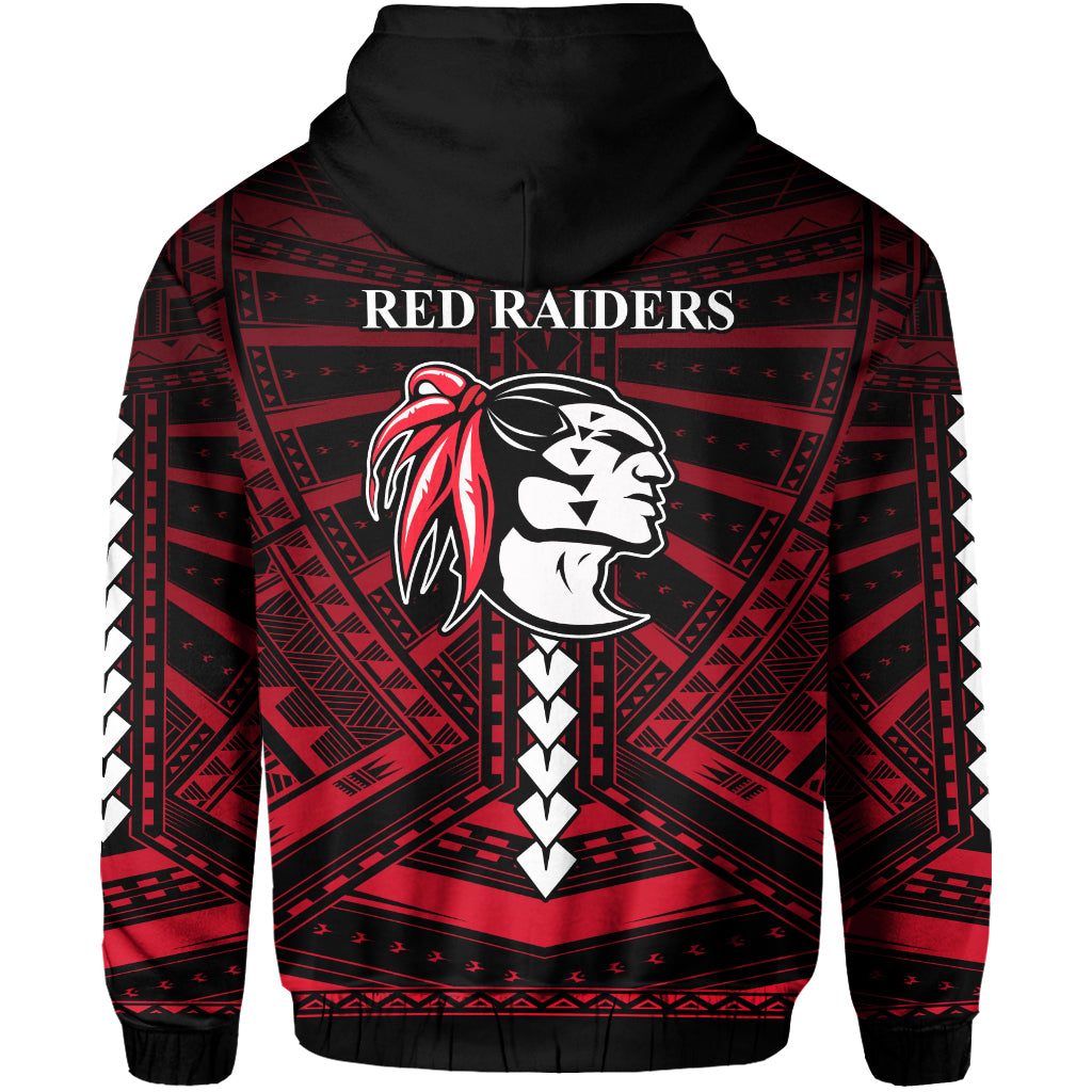 Polynesian Red Raiders Zip Hoodie Kahuku Hawaii School LT13 - Polynesian Pride