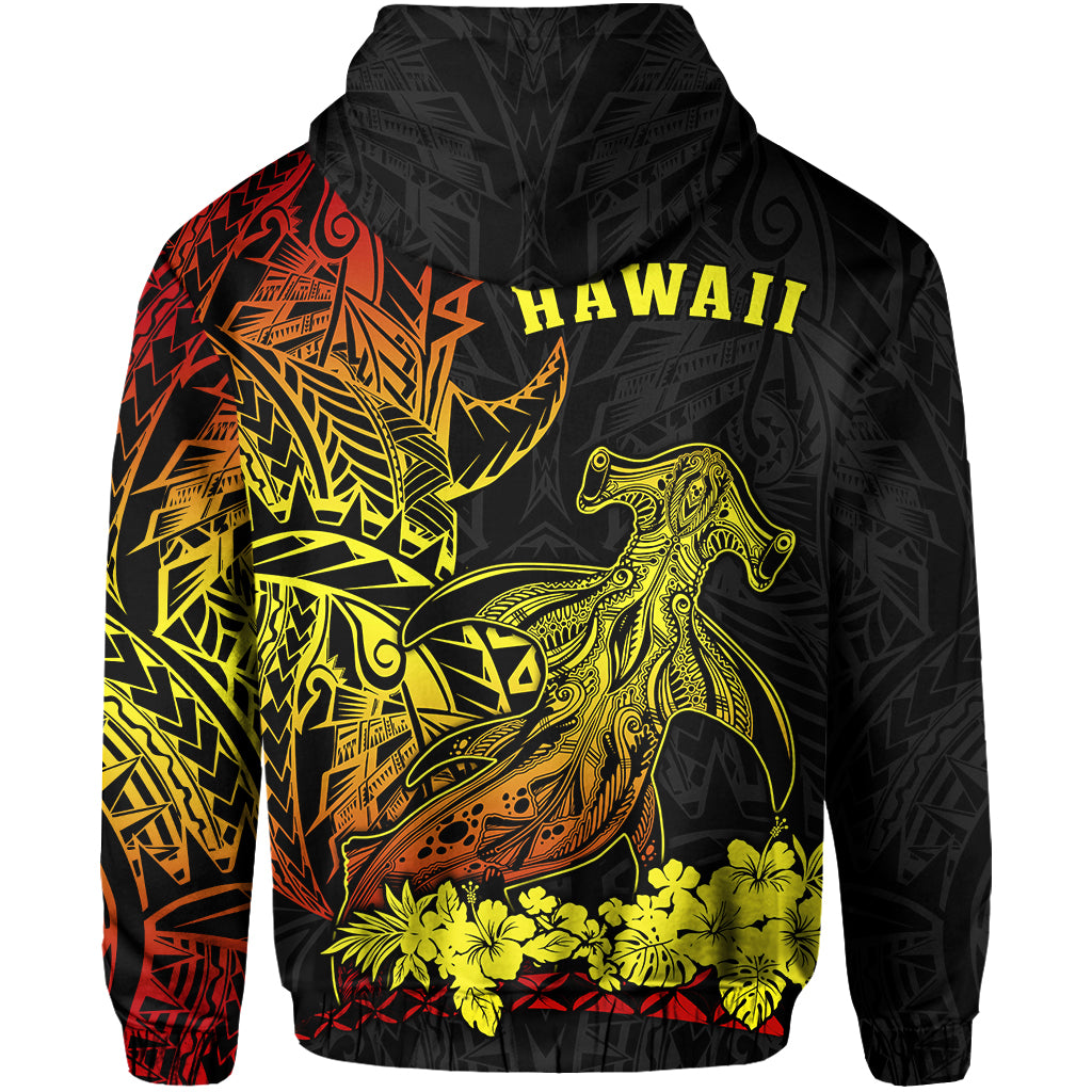 Hawaii Polynesian Zip Hoodie Wild Hammerhead Sharks Fresh Life LT13 - Polynesian Pride