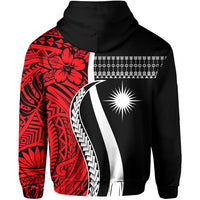 Marshall Islands Zip Hoodie Simple Pattern Version Red LT13 - Polynesian Pride