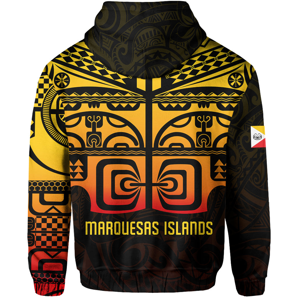 Custom Marquesas Islands Tiki Zip Hoodie Gradient Marquesan Tattoo LT13 - Polynesian Pride