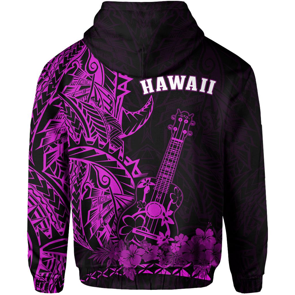 Hawaii Polynesian Zip Hoodie Ukulele Purple LT13 - Polynesian Pride