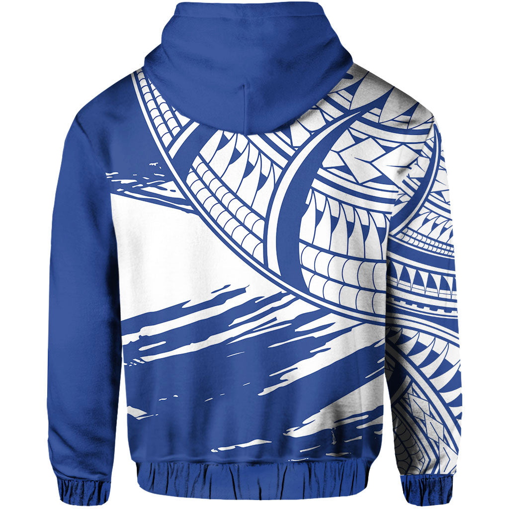 Custom Cook Islands Hoodie Flag Style Blue With Claw Pattern LT13 - Polynesian Pride