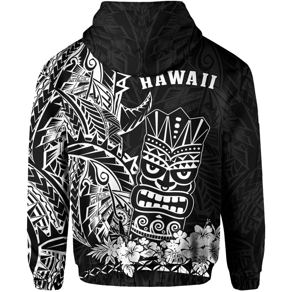 Hawaii Polynesian Zip Hoodie White Tiki Masks Hawaiian LT13 - Polynesian Pride