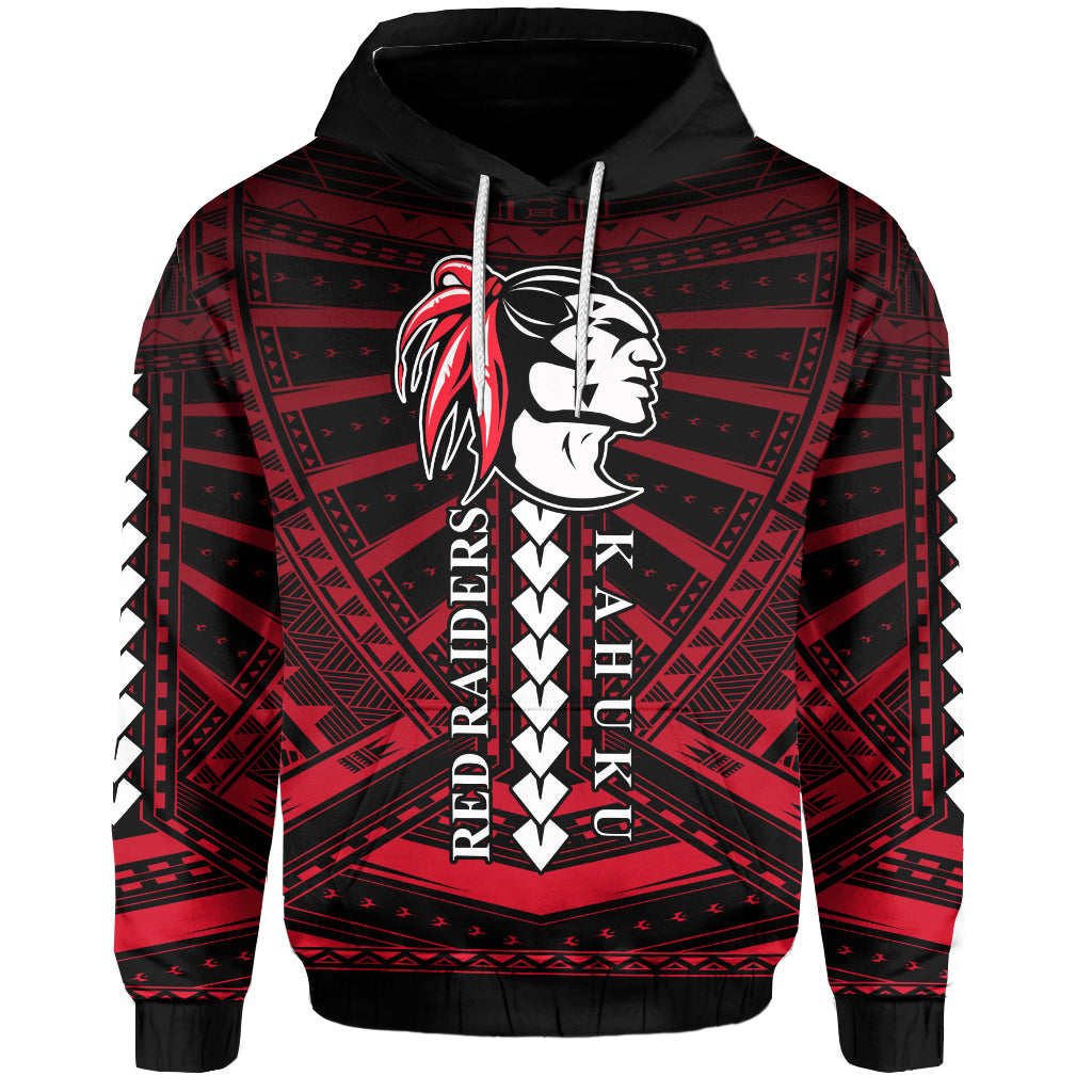 Custom Polynesian Red Raiders Hoodie Kahuku Hawaii School LT13 - Polynesian Pride