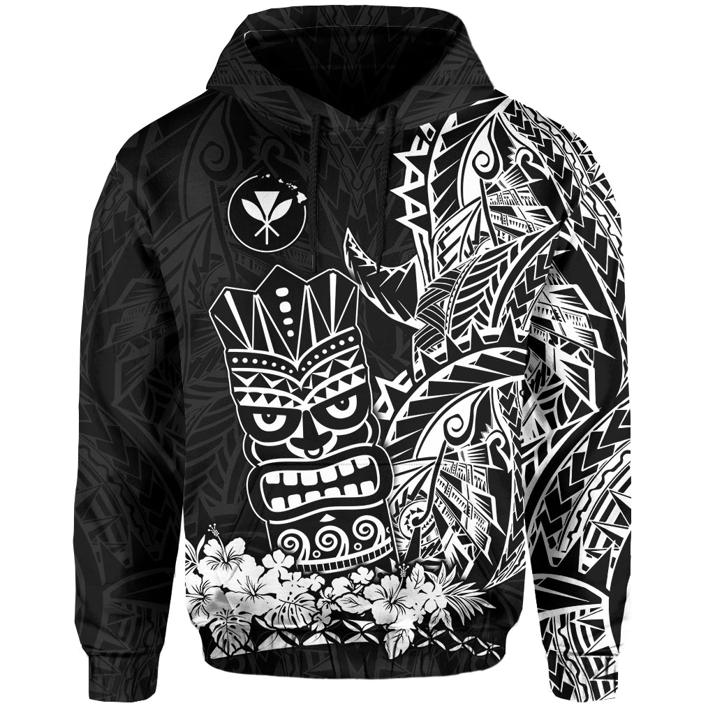 Hawaii Polynesian Hoodie White Tiki Masks Hawaiian LT13 Unisex White - Polynesian Pride