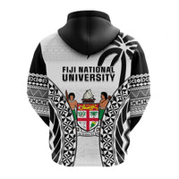 Fiji University Hoodie National Fijian Tapa Pattern White LT14 - Polynesian Pride