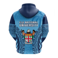 Fiji University Hoodie National Fijian Tapa Pattern Blue LT14 - Polynesian Pride