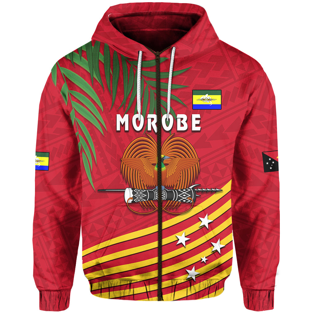 Morobe Province Zip Hoodie Coconut PNG LT13 Unisex Red - Polynesian Pride