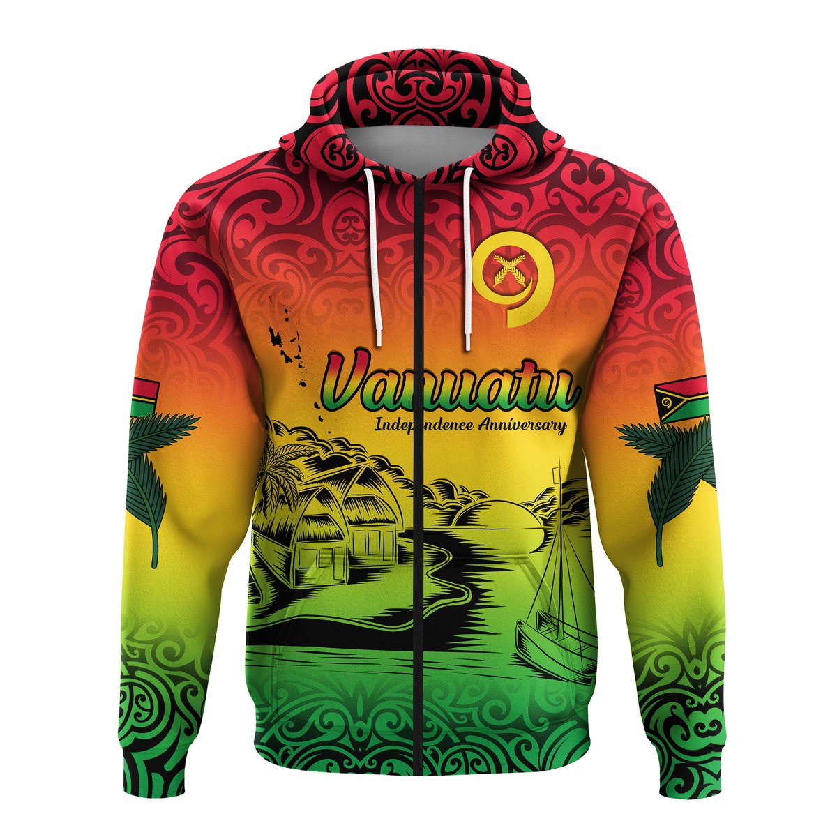Vanuatu Peaceful Zip Hoodie Independence Anniversary LT13 - Polynesian Pride