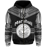 Marshall Islands Zip Hoodie Best Tattoo Version Black LT13 Unisex Black - Polynesian Pride