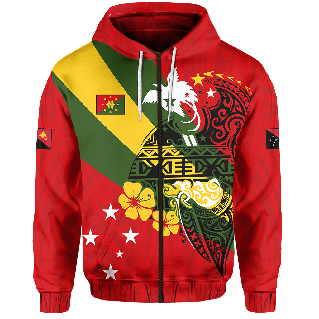 Eastern Highlands Province Zip Hoodie Peaceful PNG LT13 Unisex Red - Polynesian Pride
