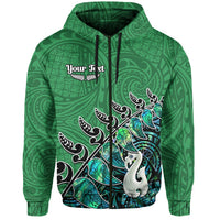 Custom New Zealand Maori Hoodie Fern and Manaia Version Green LT13 - Polynesian Pride