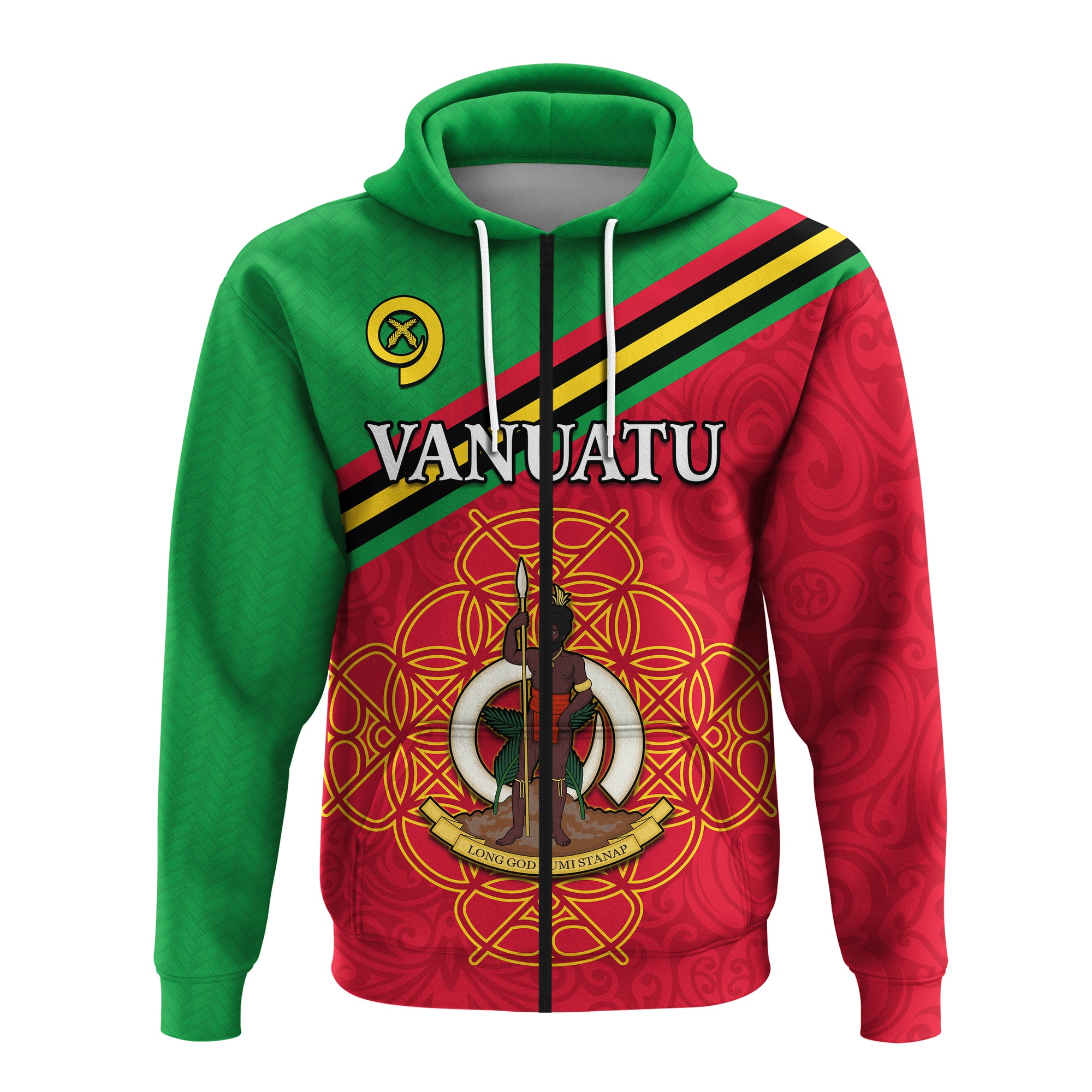Vanuatu Zip Hoodie Pattern Sand Drawing LT13 Unisex Red - Polynesian Pride