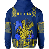 Niue Hoodie Happy Constitution Day Niuean Hiapo Crab With Map LT14 - Polynesian Pride