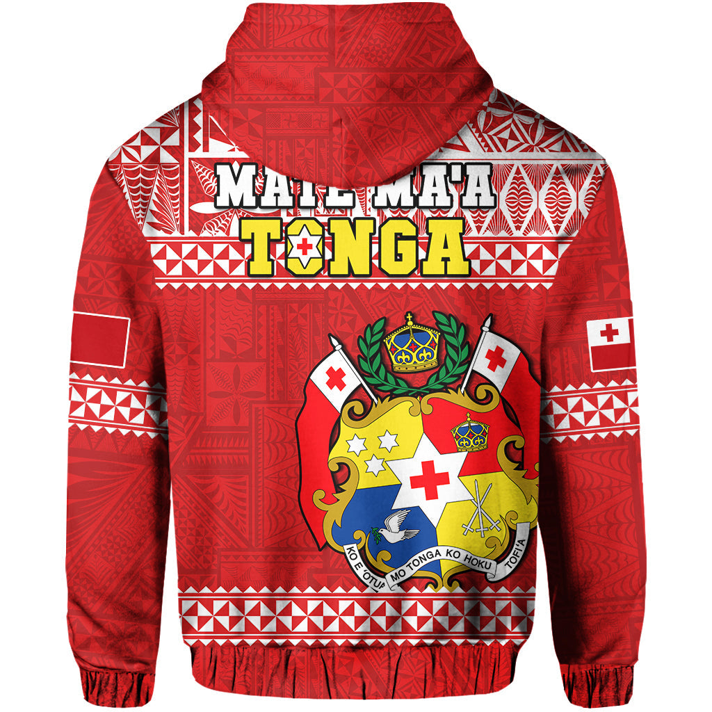 Tonga Rugby Hoodie Mate Maa Tonga Pacific Ngatu White LT14 - Polynesian Pride