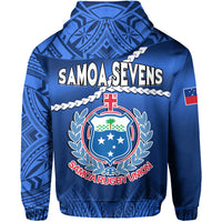 Samoa Rugby Hoodie Manu Samoa Polynesian Hibiscus Blue Style LT14 - Polynesian Pride
