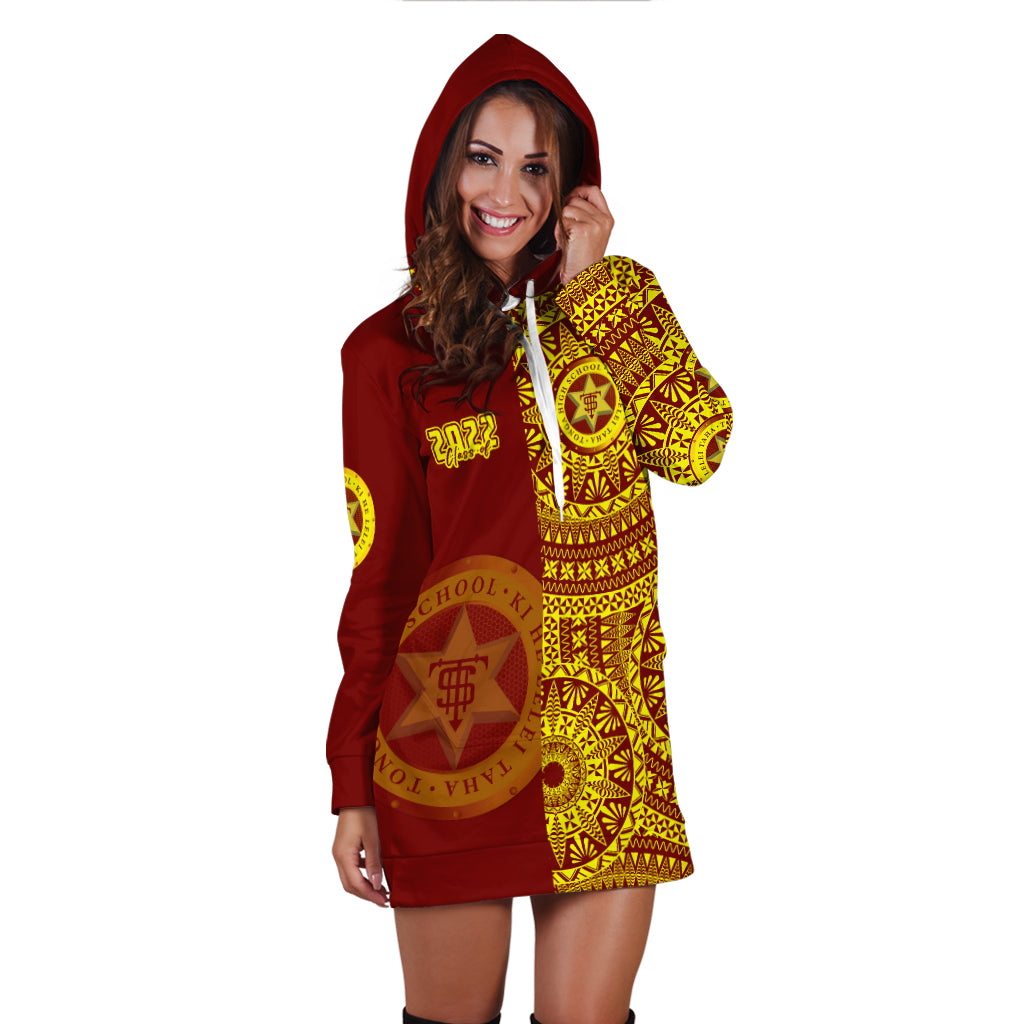 (Custom Personalised) Tonga High School Hoodie Dress Class Of Year Tongan Ngatu Pattern LT14 - Polynesian Pride