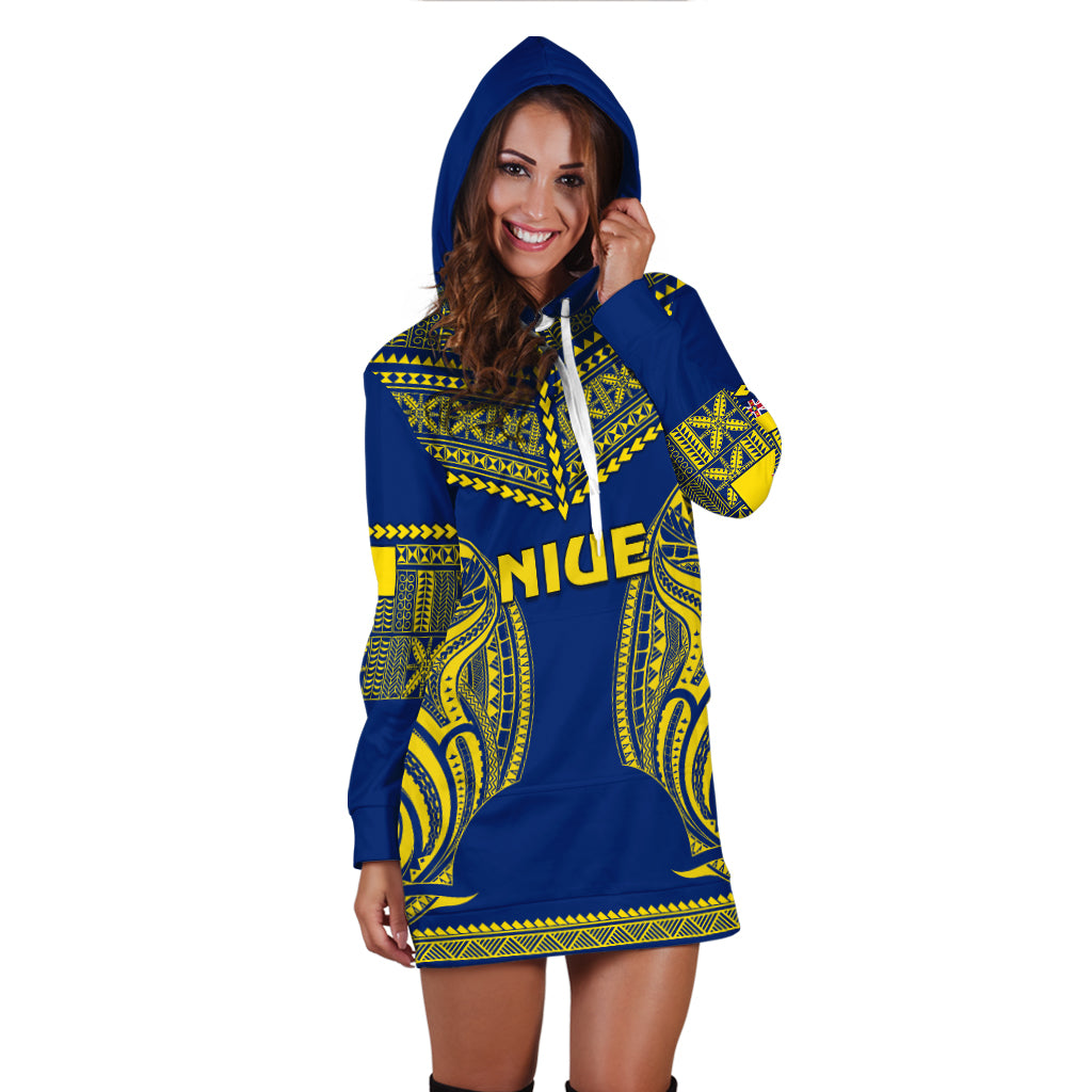 (Custom Personalised) Niue Hoodie Dress Hiapo Mix Polynesian Happy Constitution Day LT14 - Polynesian Pride