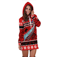 (Custom Personalised) New Zealand Christmas Hoodie Dress Paua Shell Silver Fern Meri Kirihimete LT14 - Polynesian Pride