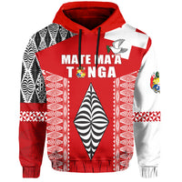 Custom Tonga Rugby Hoodie Kupesi Ngatu Mate Maa Tonga LT13 Hoodie Red - Polynesian Pride