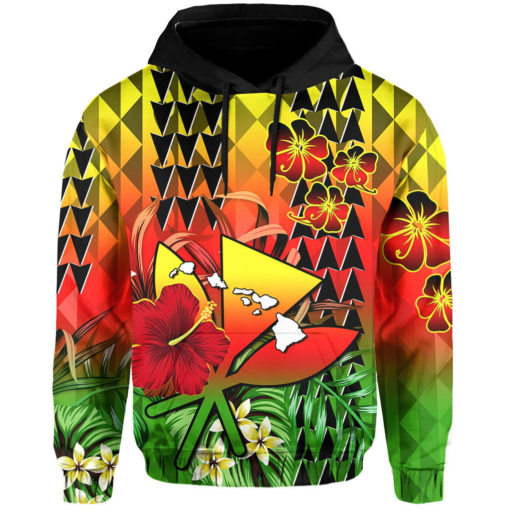 Custom Hawaii Flowers Hoodie Color Tribal Pattern Hawaiian LT13 - Polynesian Pride