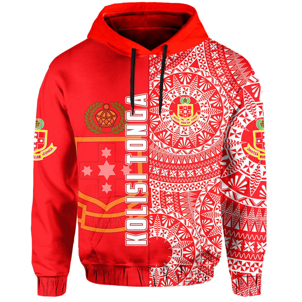 Custom Kolisi Tonga High School Hoodie Tongan Ngatu Pattern LT14 - Polynesian Pride