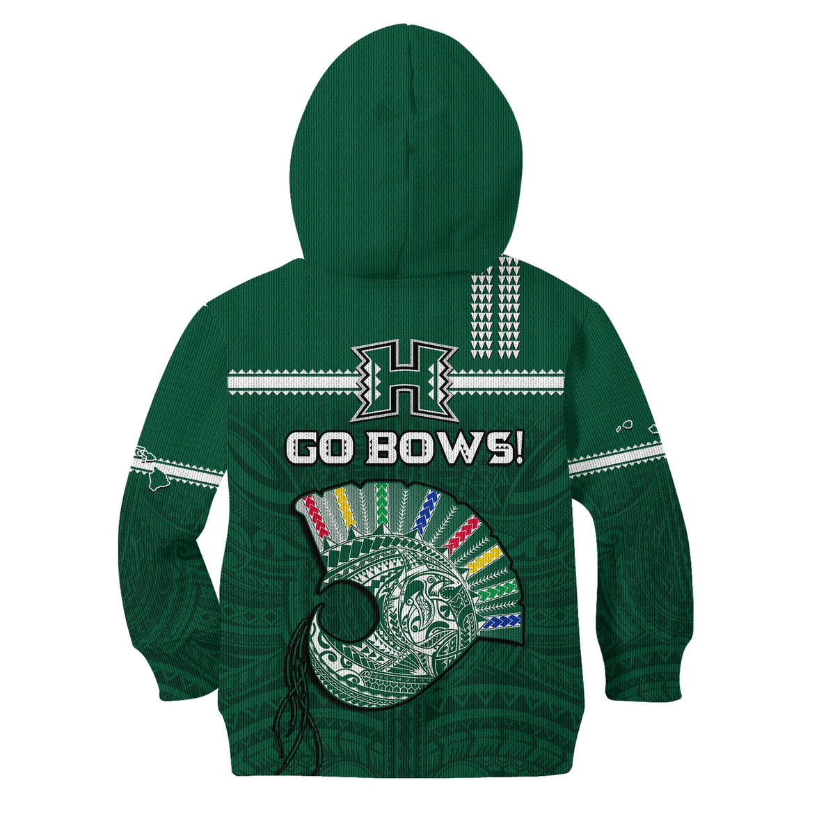 Hawaii Football Hoodie KID Kakau Rainbow Warriors Helmet Go Bows LT14 - Polynesian Pride