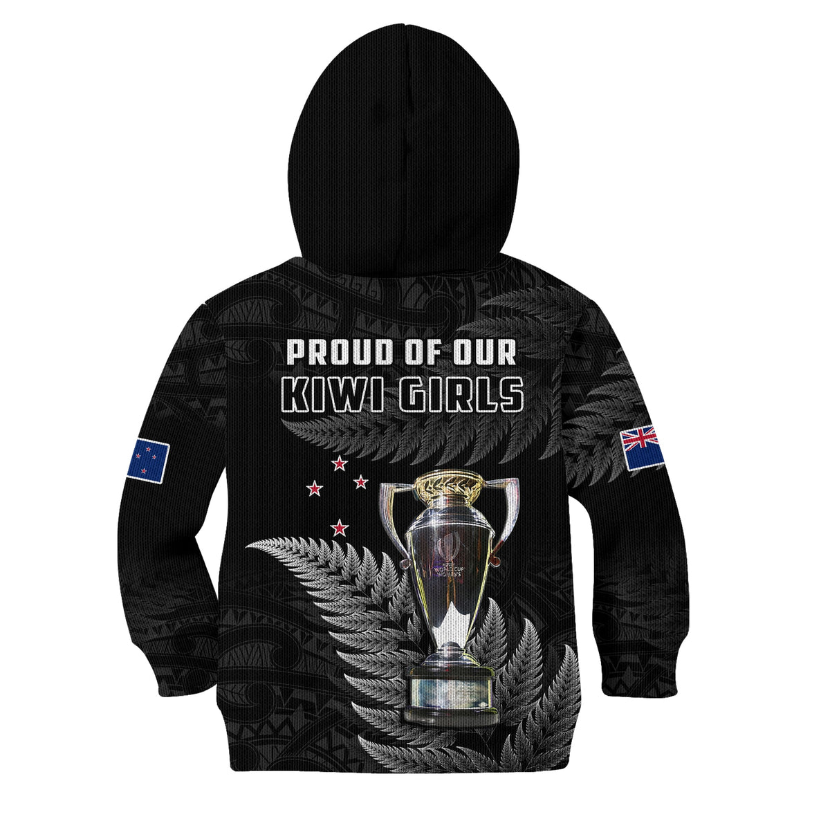 New Zealand 2022 Rugby Hoodie KID Black Fern Proud Champions RWC LT14 - Polynesian Pride