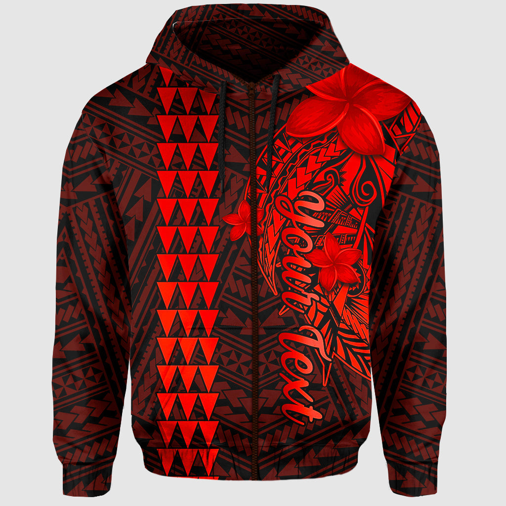 Custom Hawaii Hoodie Kakau Kanaka Maoli Combine Polynesian Shark Ver.06 LT14 Zip Hoodie Red - Polynesian Pride