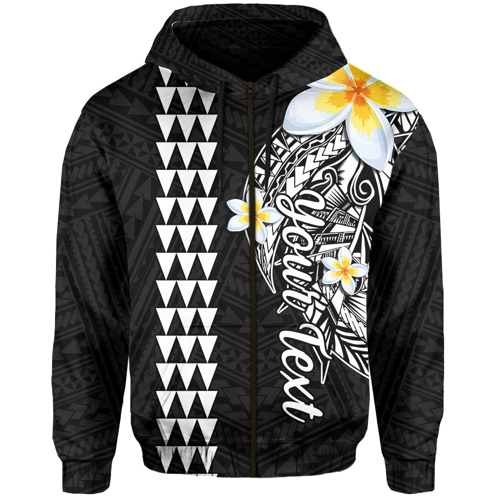 Custom Hawaii Hoodie Kakau Kanaka Maoli Combine Polynesian Shark Ver.07 LT14 Zip Hoodie Black - Polynesian Pride