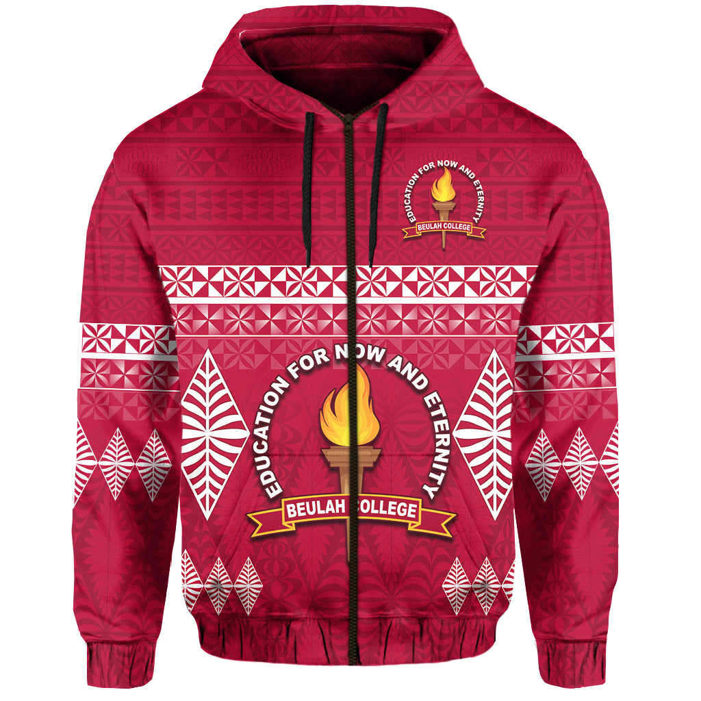 (Custom Text and Number) Beulah College Hoodie Ngatu Pattern Tonga LT13 - Polynesian Pride