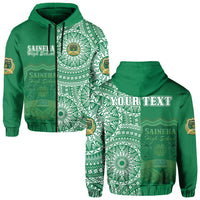 Custom Tonga Saineha High School Hoodie Tongan Ngatu Pattern LT14 Zip Hoodie Green - Polynesian Pride
