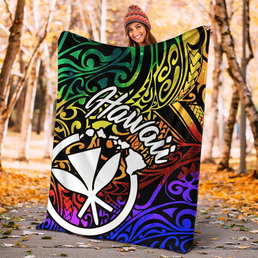 Hawaii Premium Blanket - Rainbow Polynesian Pattern - Polynesian Pride