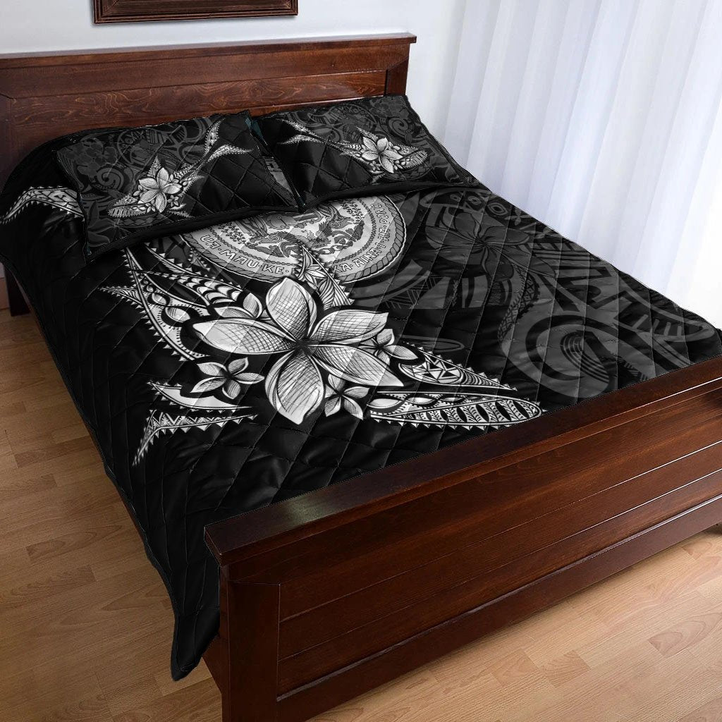 Hawaii Quilt Bed Set - Fish With Plumeria Flowers Style - Polynesian Pride