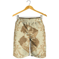 Hawaii Anchor Hibiscus Flower Vintage Men's Shorts - AH - Beige - Polynesian Pride