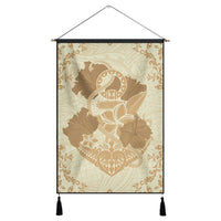 Hawaii Anchor Hibiscus Flower Vintage Hanging Poster - AH - Beige Hanging Poster Cotton And Linen - Polynesian Pride