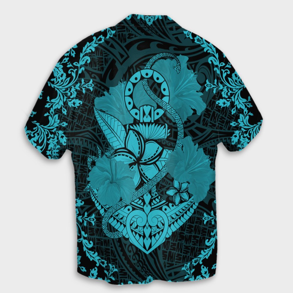 Hawaii Anchor Hibiscus Flower Vintage Hawaiian Shirt - AH - Blue - Polynesian Pride