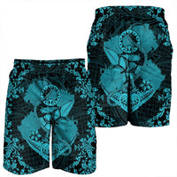 Hawaii Anchor Hibiscus Flower Vintage Men's Shorts - AH - Blue - Polynesian Pride