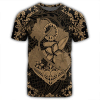 Hawaii Anchor Hibiscus Flower Vintage T Shirt Gold - Polynesian Pride