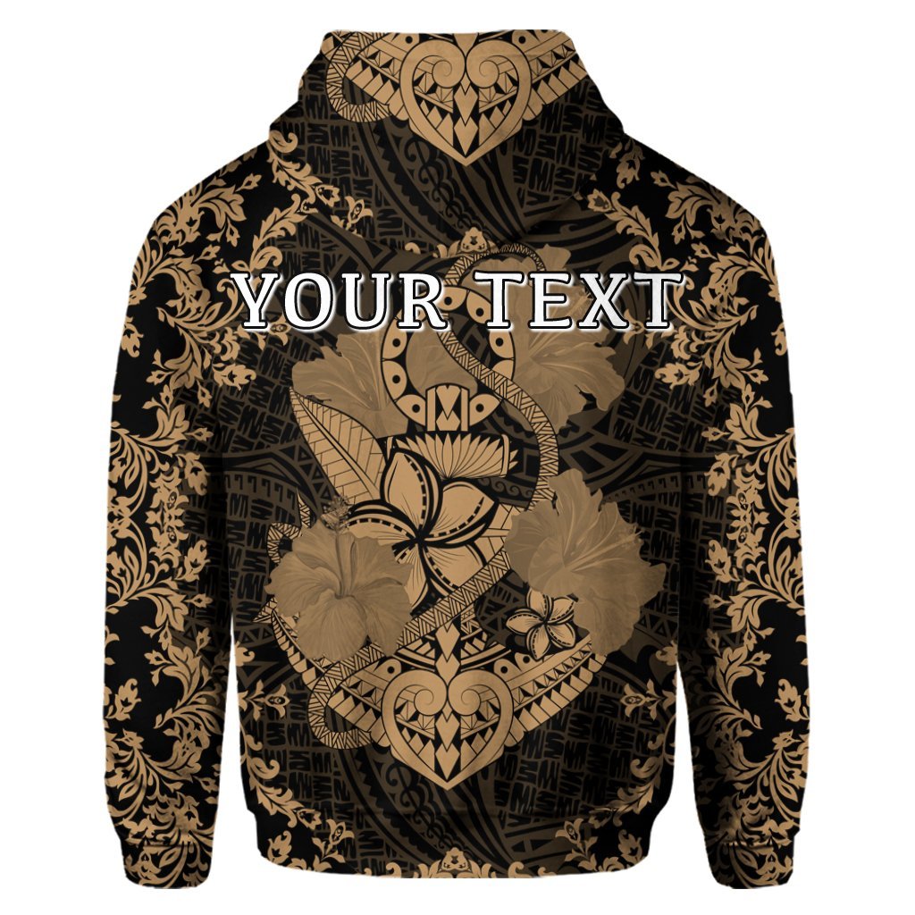 Custom Hawaii Anchor Hibiscus Flower Vintage Hoodie Gold - Polynesian Pride