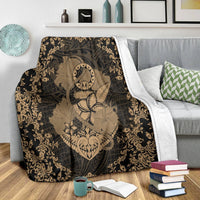 Hawaii Anchor Hibiscus Flower Vintage Premium Blankets - AH - Gold - Polynesian Pride