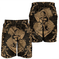 Hawaii Anchor Hibiscus Flower Vintage Men's Shorts - AH - Gold - Polynesian Pride