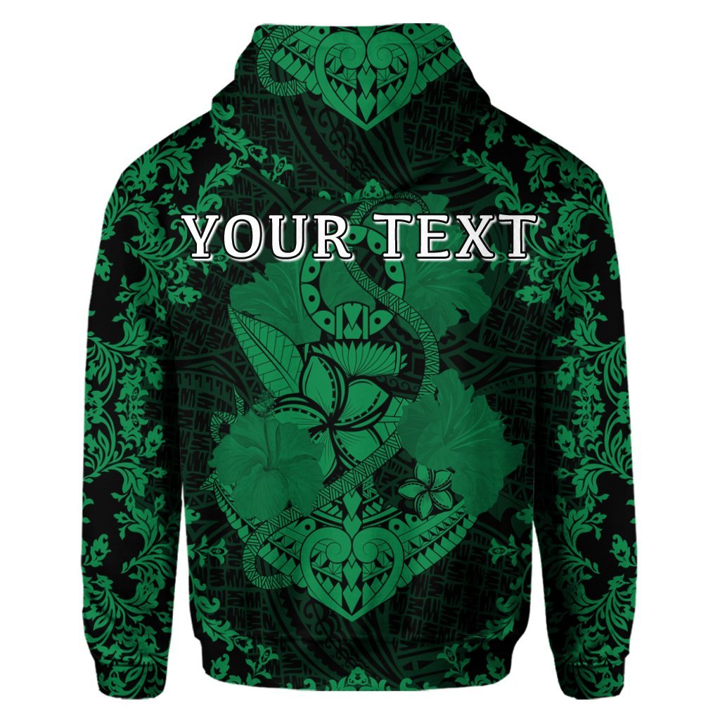 Custom Hawaii Anchor Hibiscus Flower Vintage Hoodie Green - Polynesian Pride