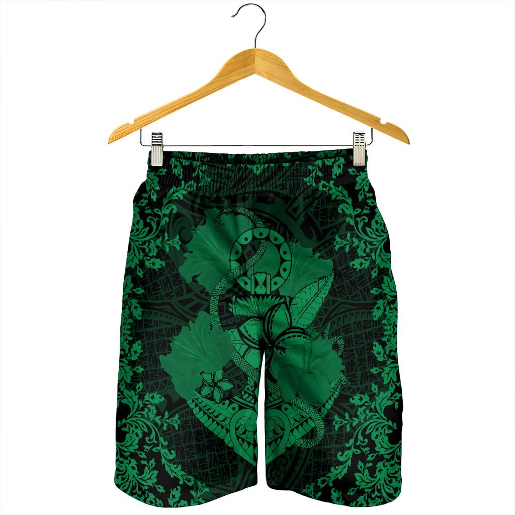 Hawaii Anchor Hibiscus Flower Vintage Men's Shorts - AH - Green - Polynesian Pride