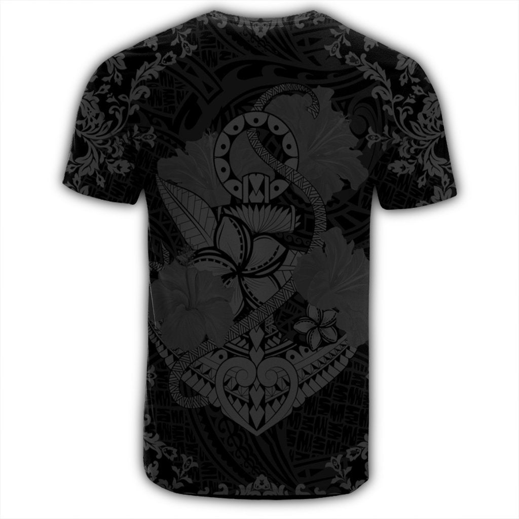 Hawaii Anchor Hibiscus Flower Vintage T Shirt Grey - Polynesian Pride