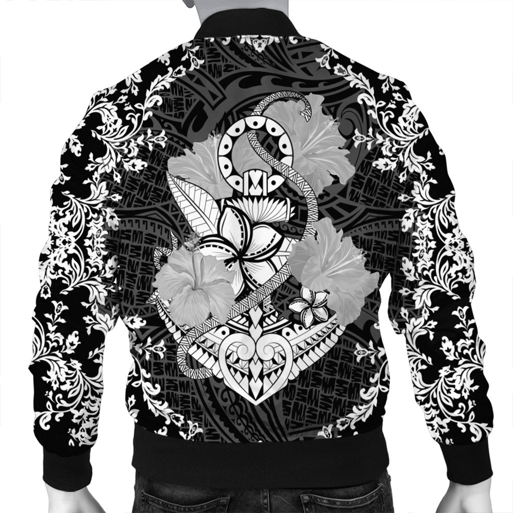 Hawaii Anchor Hibiscus Flower Vintage Bomber Jacket - AH - Polynesian Pride