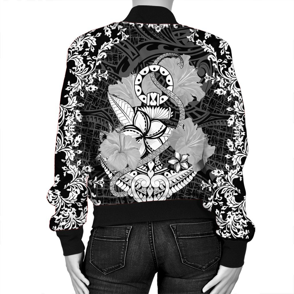 Hawaii Anchor Hibiscus Flower Vintage Bomber Jacket - AH - Polynesian Pride