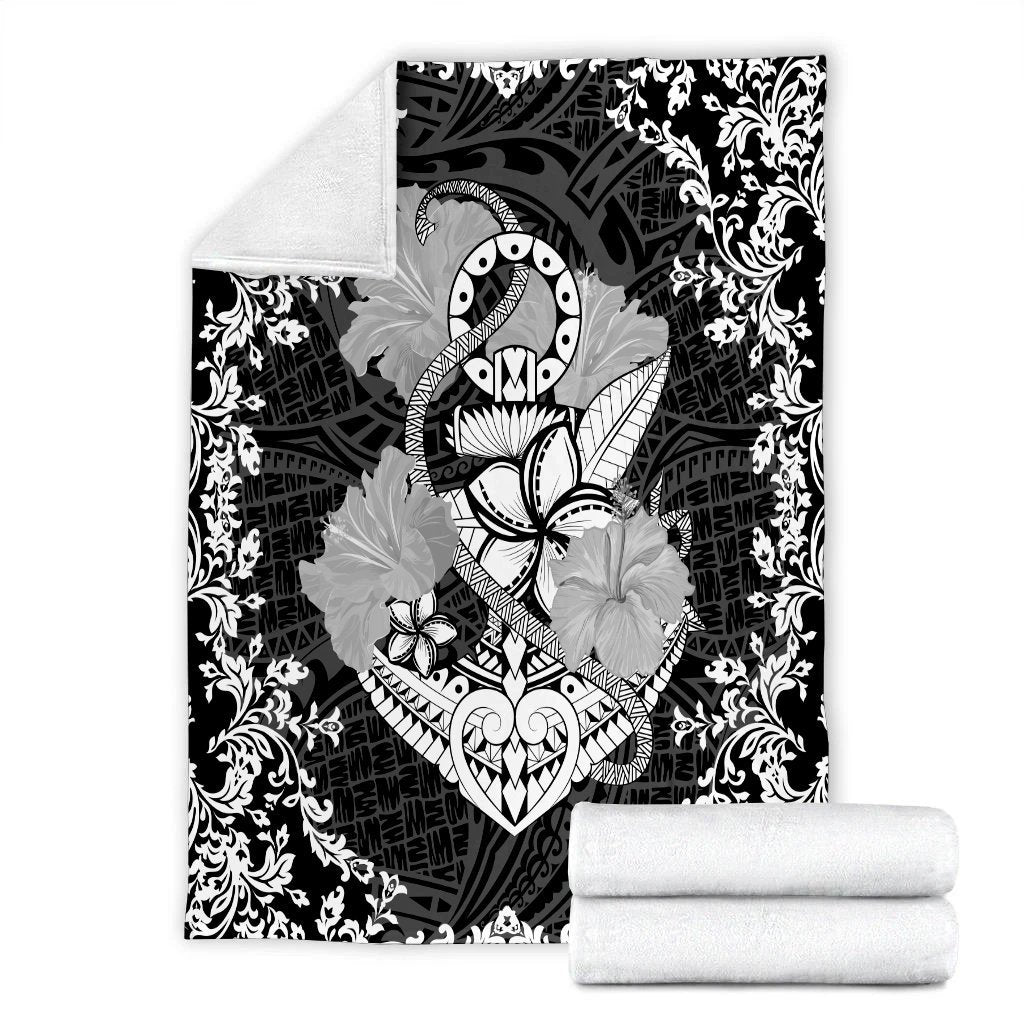 Hawaii Anchor Hibiscus Flower Vintage Premium Blankets - AH - Polynesian Pride