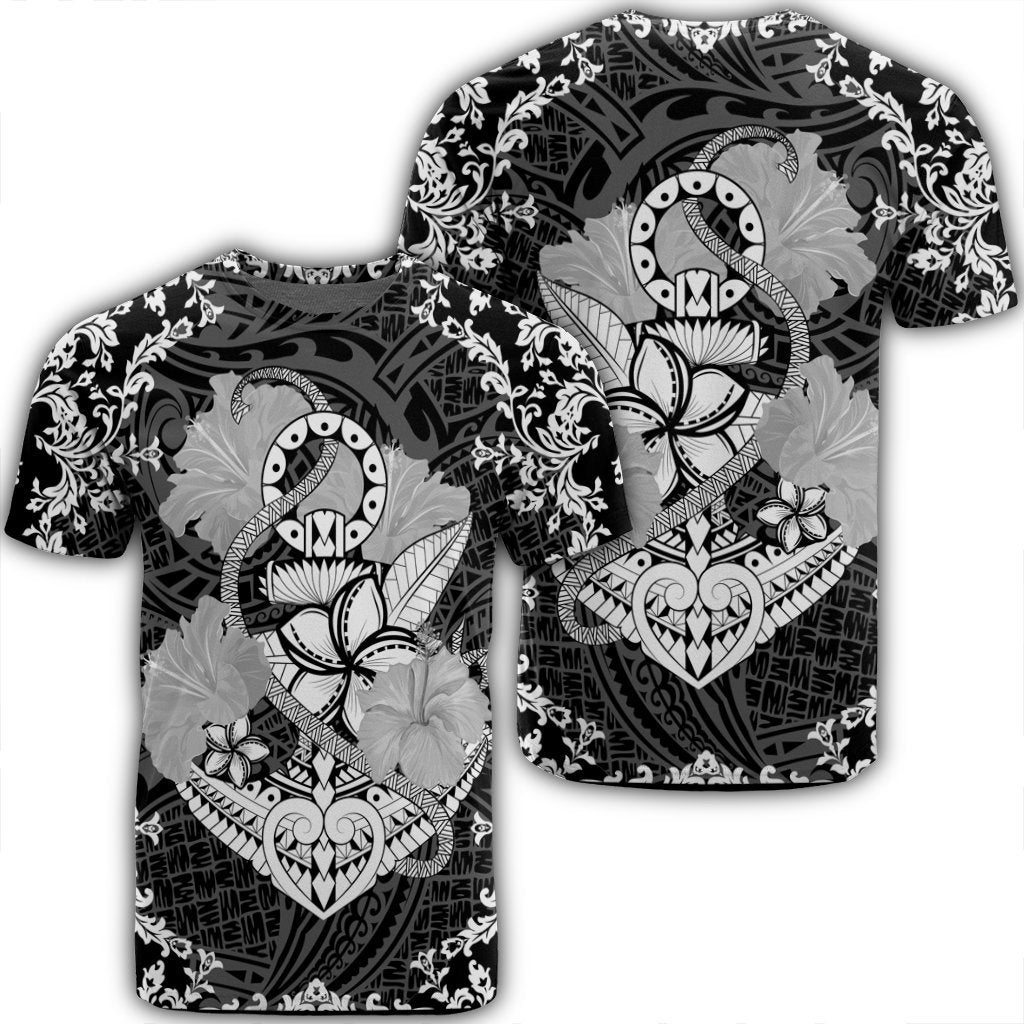 Hawaii Anchor Hibiscus Flower Vintage T Shirt Unisex Black - Polynesian Pride