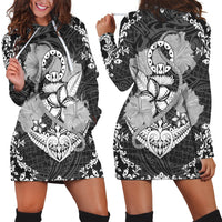 Hawaii Anchor Hibiscus Flower Vintage Hoodie Dress - AH Black - Polynesian Pride